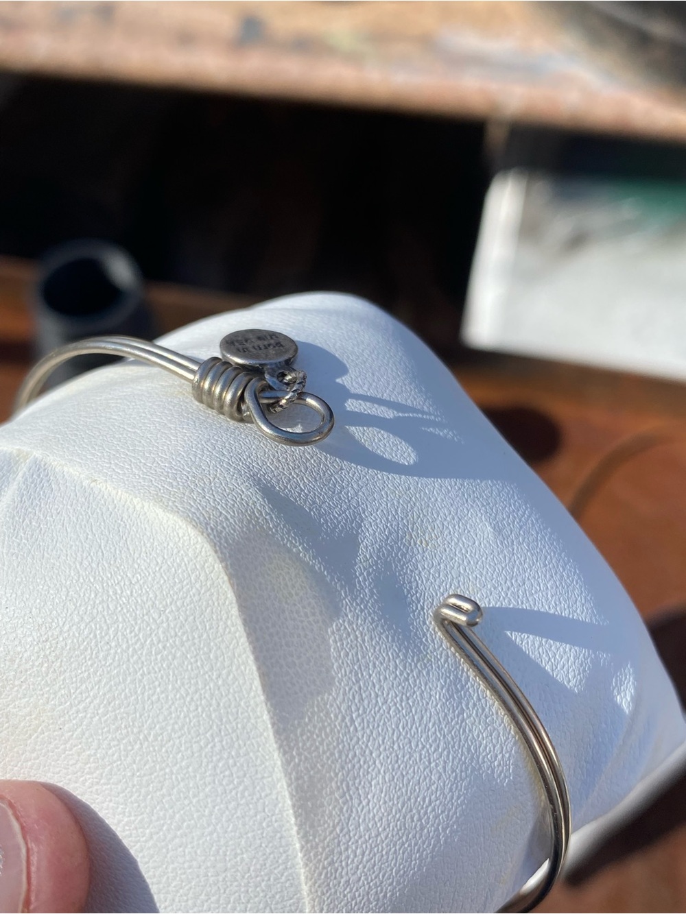 Luca + Danni Silver Baguette Crystal Bar Wire-Wrapped Bracelet Dainty Bangle - Picture 8 of 16